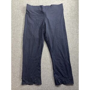 Hue Eyelet Cotton Navy Leggings Pants Large NWT Retail $36